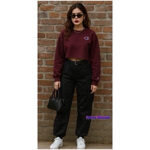 Vintage 90s Champion Sweatshirt Reverse Weave Cropped Big C egirl ALT y2k Grunge